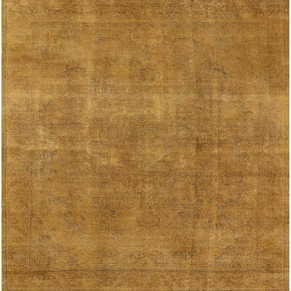 Ahgly Company Indoor Square Mid-Century Modern Orange Oriental Area Rugs, 4' Square