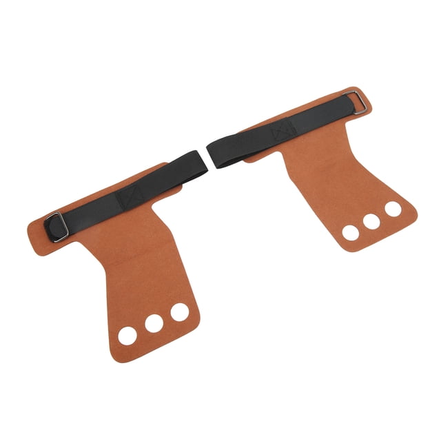 Protector de palmas para gimnasia, 2 uds., cuero de imitación, agarre de mano con tres dedos para levantamiento de pesas, entrenamiento, color marrón