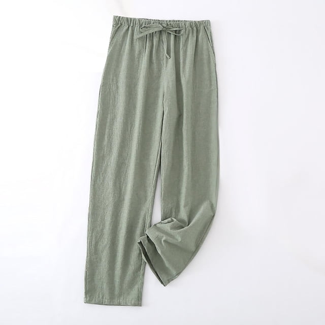 asjyhkr Mens Pajama Pants Drawstring Elastic Waist Summer Breathable Lounge Home Trousers with Pockets