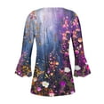 thumbnail image 5 of Weiqiqre Womens Summer Floral Printed Buttons Fashion Long Sleeve V-Neck Blouse Casual Button Tunic Tops, 5 of 5