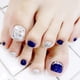 thumbnail image 1 of 24 Uds uñas postizas dedos de los pies brillo azul plateado con piedras prensa en uñas puntas postizas pedicura Artificial para mujeres y niñas, 1 of 4