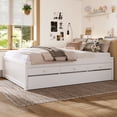 thumbnail image 4 of LHYY Full Platform Bed with Trundle and 2 drawers,SolidWood Beds with Power strip,White, 4 of 12