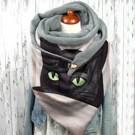 

Honeeladyy Clearance under 5$ Fashion Winter Women Print Button Soft Wrap Casual Warm Scarves Shawls