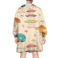 thumbnail image 2 of Red Mushroom Cartoon Light Pattern Wearable Oversized Blanket,Wearable Blanket Hoodie for Adults,Cozy Hooded Blankets with Super Pockets,Super Warm Fuzzy Pullover for Women & Men, 2 of 6