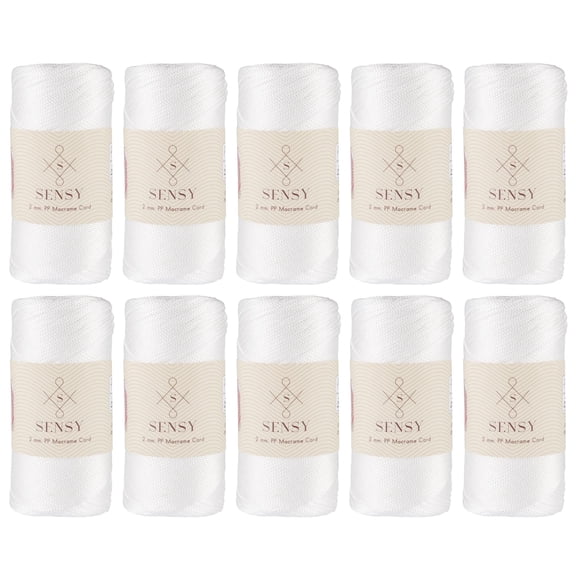 10 Skeins of Sensy Premium 2mm 251 Yards Polyester Rope 100% Polypropylene Cord Macrame Cord 2mm Crochet Bag Cord Macrame Rope Crochet Thread Gift for Knitter (White)