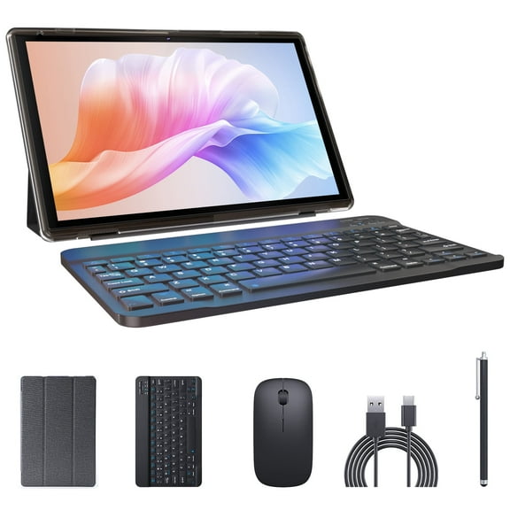 Tablet 2 in 1 Android Tablets with Keyboard 10 inch Tabletas Include Mouse Stylus 6000mAh Tablet 2GB RAM 32GB ROM 512GB Expandable Tableta, 8MP Dual Camera, WiFi BT Google Tablet PC.