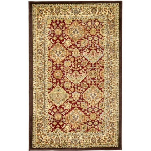 Unique Loom Voyage Collection Area Rug - Colonial (3' 3" x 5' 3" Rectangle Red and Brown/Red)