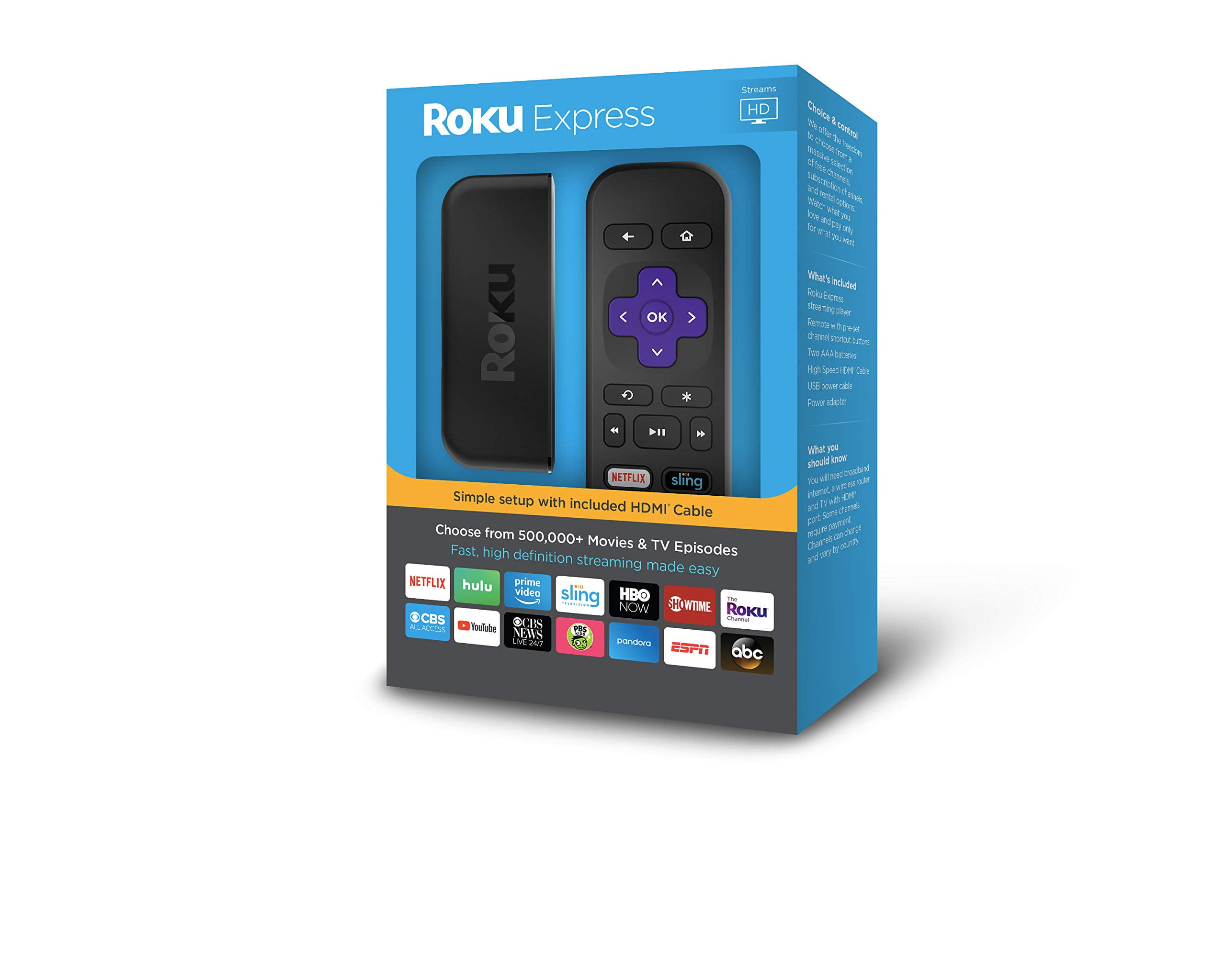 HD Roku Express Easy High Definition Streaming Media Player 