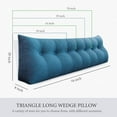 thumbnail image 4 of Rounuo Bed Wedge Pillow for Headboard, King Triangular Reading Pillow Linen Large Bolster Backrest Support Upholstered Lumbar Cushion Blue 76"x20", 4 of 7