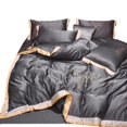 thumbnail image 5 of Juego de cuatro piezas de seda lavada de estilo 60 en color sólido, juego de tres piezas de tencel bordado, funda de edredón de seda helada, funda de cama, 5 of 5