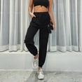 thumbnail image 4 of Girls & Women's Cargo Jogger Pants Fashion Women Casual Solid Elastic Waist Pocket Loose Sweatpants Joggers Pants, 4 of 7