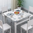 thumbnail image 3 of Blue Christmas Snowflake Pattern Square Fitted Tablecloth with Elastic Edge,Square Table Cover,Washable Elastic Table Cover for Home Kitchen Party Decor 36"x36", 3 of 6