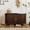 Walnut, variant on 2-Tier Storage Bench,Wide Shoe Bench with Thickened Padded Seat Cushion, Mid Century Modern Fluted Sliding Door and Adjustable Shelf, for Entryway, Living Room, Bedroom (Walnut, 43.3“)