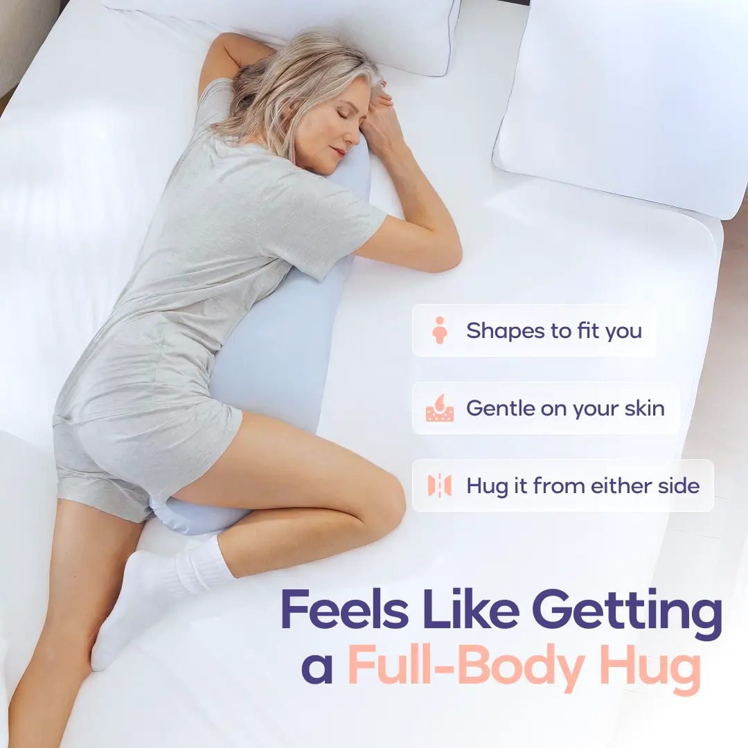 Mellow Sleep | BodyAlign Pillow - Full Body Ergonomic Support Pillow for Back, Belly, Hips & Legs, Cooling Side Sleeper Pillow for Pregnancy, Maternity & Body Pain Relief