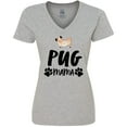 thumbnail image 3 of Inktastic Pug Mama with Paw Prints Women's V-Neck T-Shirt, 3 of 5