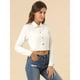thumbnail image 4 of Chaqueta vaquera para mujer Chaqueta vaquera recortada lavada con botones deshilachados blanco XL, 4 of 6