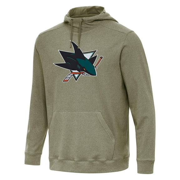 Men's Antigua Olive San Jose Sharks Cloud Pullover Hoodie