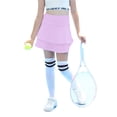 thumbnail image 2 of Langwyqu Solid Color Girls Sport Tennis Athletic Skorts Running Ruffle Skirt With Pocket For Kids 4-13 Years, 2 of 5