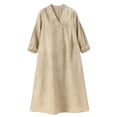 thumbnail image 5 of HAPIMO Women Maxi Dress With V Neck Puff Sleeves Side Pockets For Daily Wear And Vacation Khaki M, 5 of 5