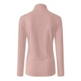 thumbnail image 6 of Rigardu Women Casual Solid Long Sleeve Mock Turtleneck Blouse Tops Slim Fit Stretchy Layer Tee Shirts Pink + XL, 6 of 6