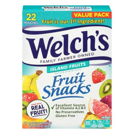 Welch's Island Fruits Fruit Snacks Value Pack, 0.9 oz, 22 Count