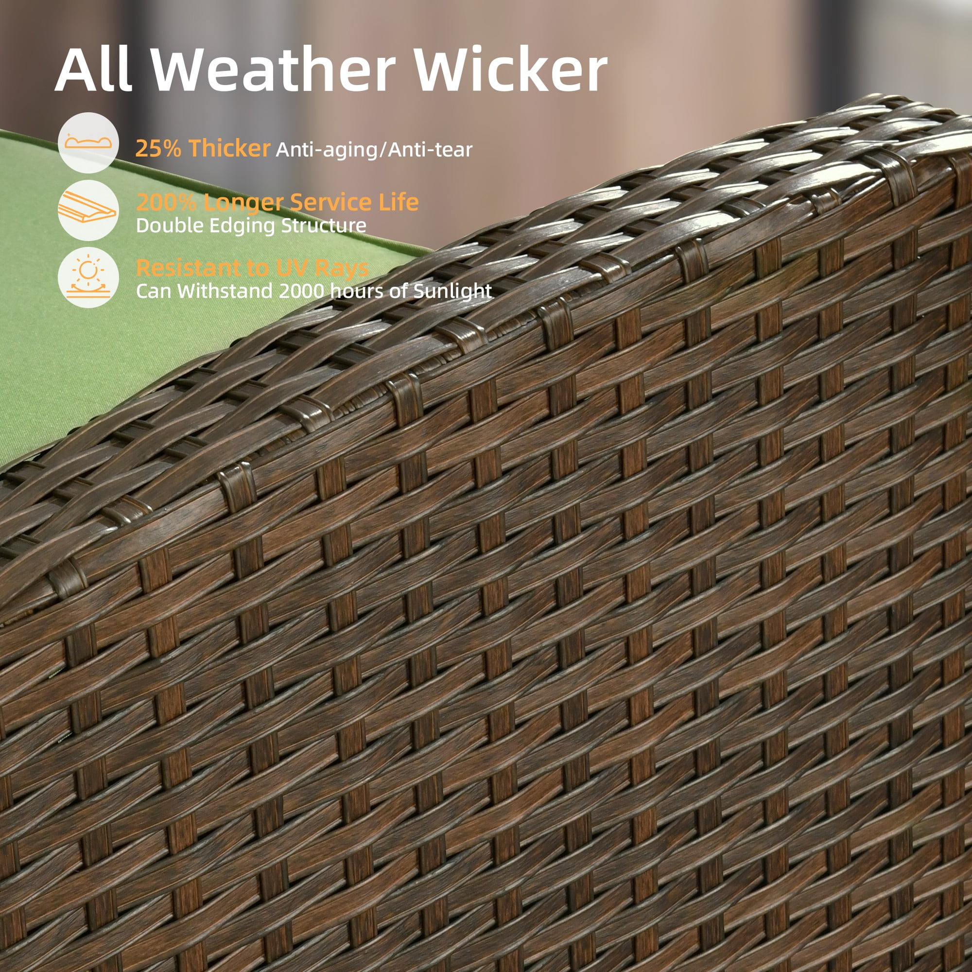 XIZZI 6 Pieces High Back Wicker Patio Furniture Set All Weather Outside Seating Sofa Rattan Outdoor Conversation Set with Cushion Ottoman for Balcony, Green