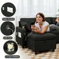 thumbnail image 5 of Danrelax Linen Fabric L Shaped Sofa with USB, Cup Holder and Hidden Storage Space, Black, 5 of 7