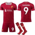 thumbnail image 1 of 2024-2025 Liverpool Home Kids Adult Football Shirt With Socks No.9 DARWIN, 1 of 2