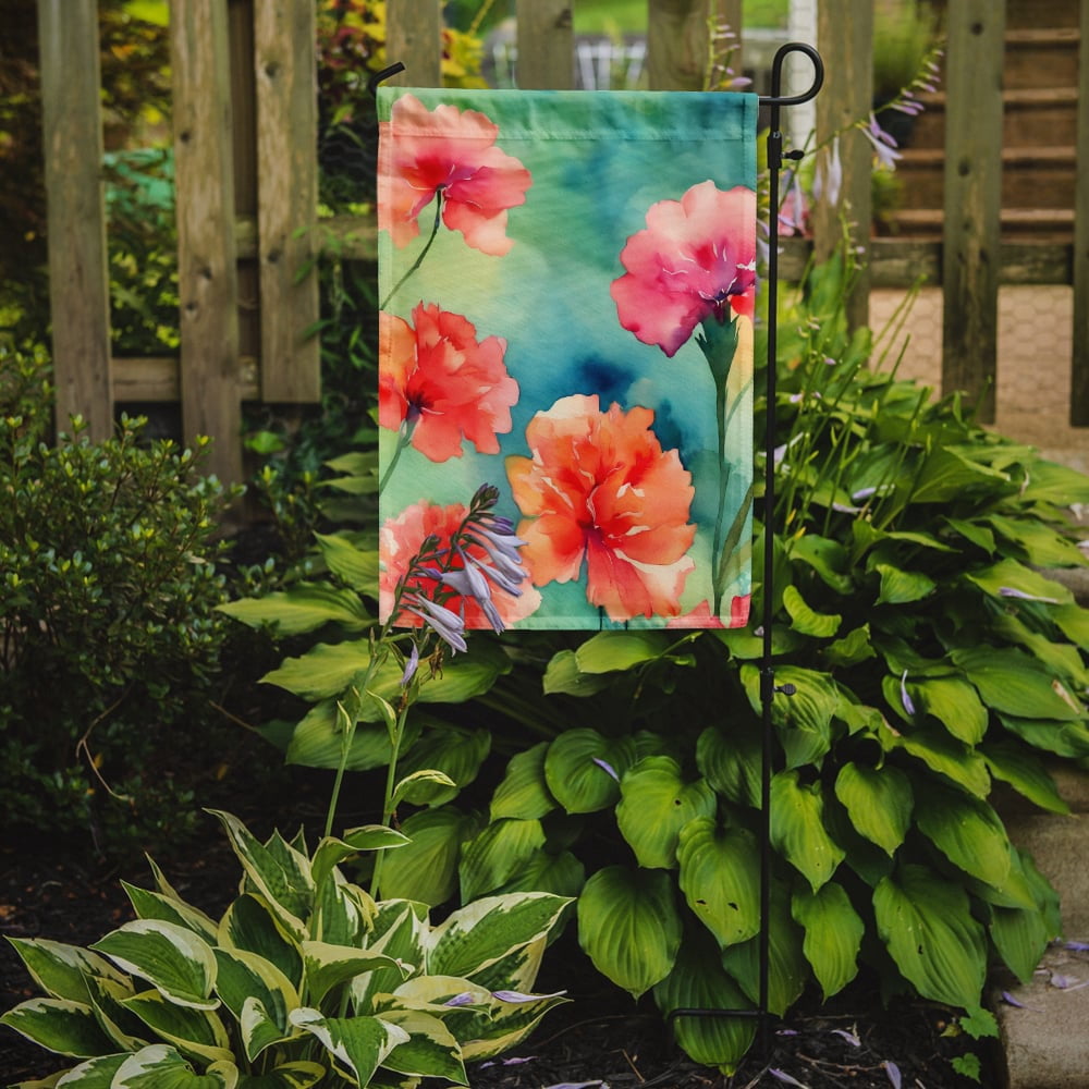Carnations in Watercolor Garden Flag 11.25 in x 15.5 in