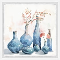 Parvez Taj Sparkly Blue Vases Framed Wall Art