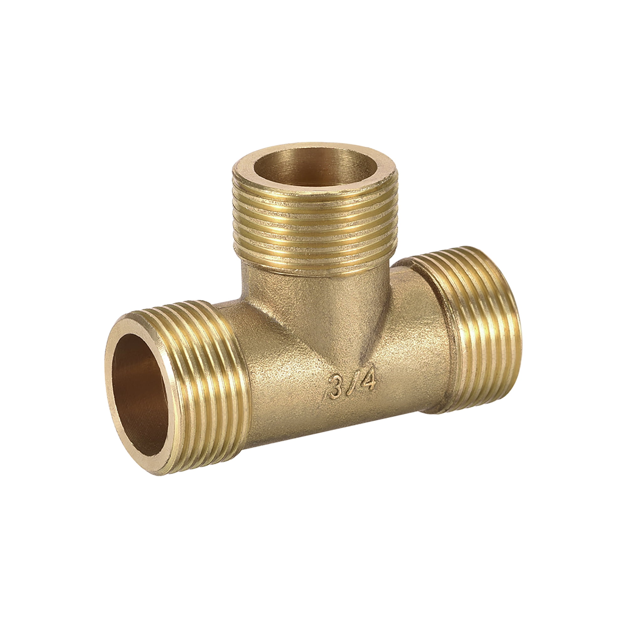 Unique Bargains Brass Tee Pipe Fitting 3/4BSP Male Thread T Shaped 3 Way Connector Coupler 2.44' x 1.77' x 0.98' Gold