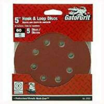 

1PK Gator 4144 8-Hole Hook and Loop Sanding Discs 5 60 Grit