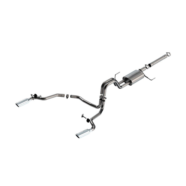 Kit de Système d'Échappement Ford F-150 Borla 2021-2023 140903 S-Type Cat Back; Acier Inoxydable T-304; avec Silencieux; Diamètre de Tuyau de 3 Pouces à 2-1/4 Pouces; Échappement Simple avec Double Sortie