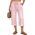 thumbnail image 4 of Women's Linen Cotton Pants Casual 7/8 Length Trousers Breathable Lightweight High Waist Pants for Summer Daily Wear, 4 of 6