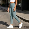 thumbnail image 5 of Vivianyo HD Women's Ribbed Textured High Waist Running Workout Yoga Leggings, Full Length Tight Active Pants for Women, Year Round Gym Bottoms for Fitness and Loungewear, Sizes S-XL, 5 of 7
