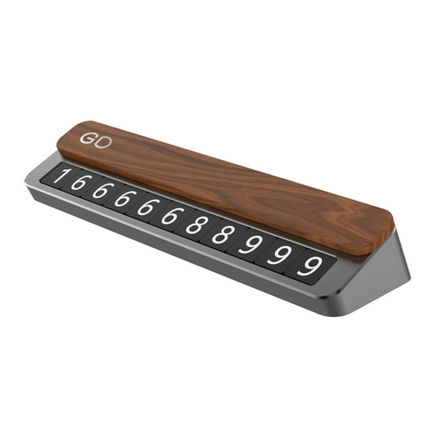 Número de teléfono de contacto para estacionamiento temporal luminoso nocturno Madera gris