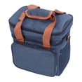 thumbnail image 4 of Bolsa de almuerzo de dos niveles, tipo mensajero, de gran capacidad, impermeable, a prueba de fugas, con cremallera bidireccional, aislante, para picnic, campamento, oficina, azul marino, 4 of 14