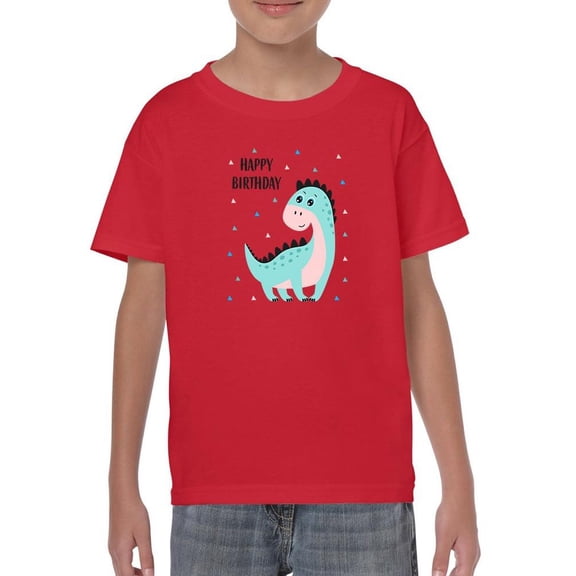 Happy Birthday Cute Dinosaur T-Shirt Juniors -Image by Shutterstock,  Medium