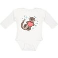 thumbnail image 3 of Inktastic Cute Smiling Valentine's Day Otter with Heart Boys or Girls Long Sleeve Baby Bodysuit, 3 of 5