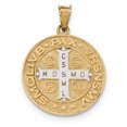 thumbnail image 2 of 14k Yellow Gold with Rhodium Solid With Rhodium Circle St. Benedict Medal Charm Pendant, 2 of 7