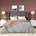thumbnail image 2 of Allewie Full Size Velvet Bed Frame/Vertical Channel Tufted Wingback Headboard/Upholstered Platform Bed/Strong Wooden Slats/No Box Spring Needed/Easy Assembly/Grey, 2 of 7