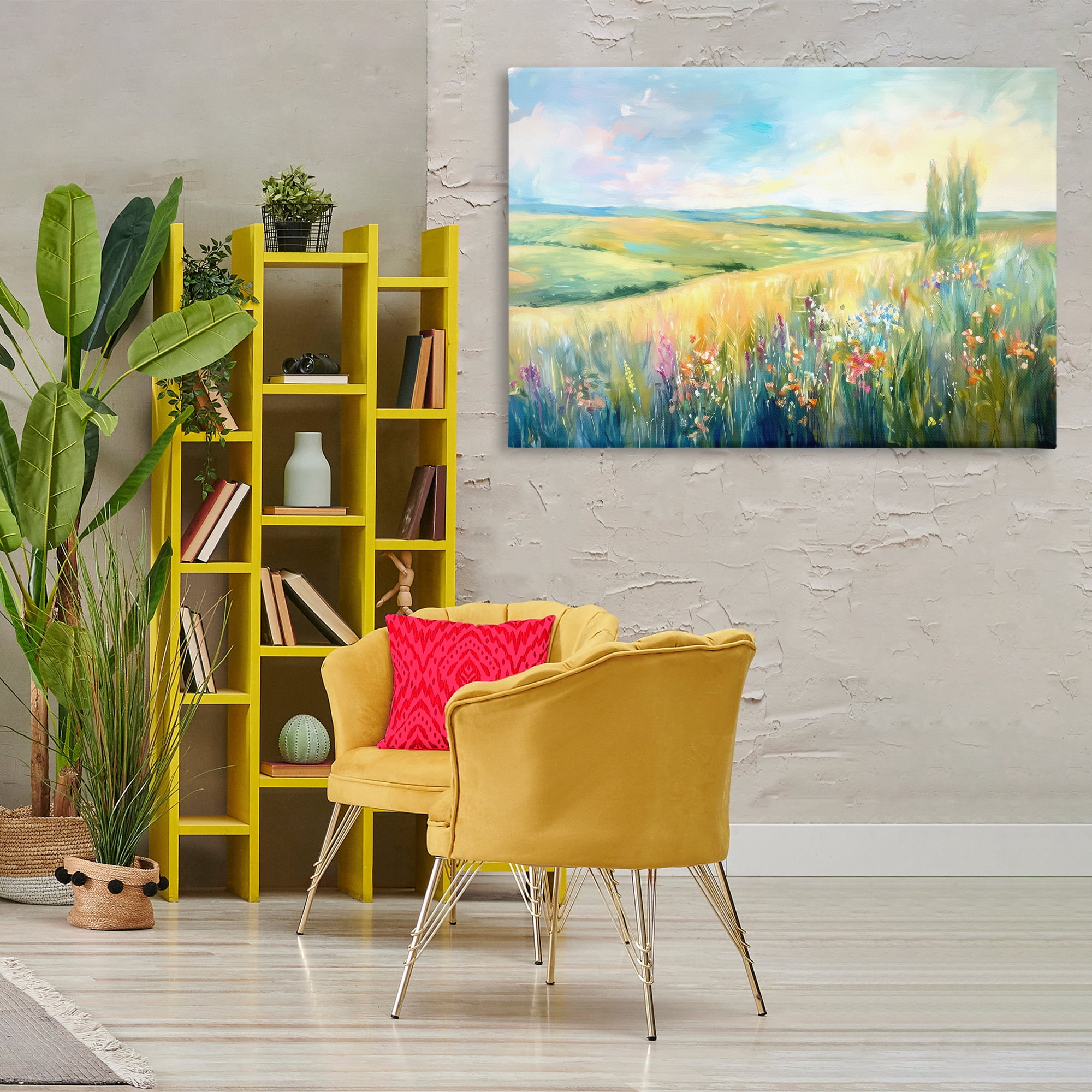 Stupell Industries Lush Prairie Paradise Landscape & Nature Painting Wrapped Canvas Art Print Wall Art, 45 x 30