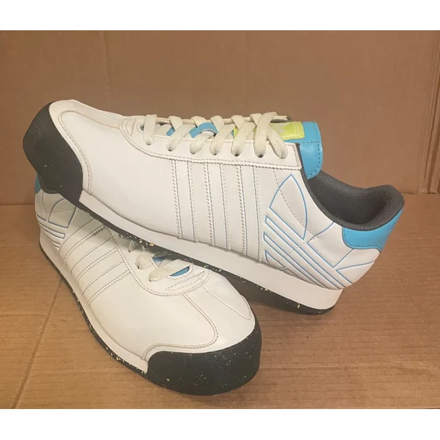 Rare Mens Ad-id-as Casual Athletic Sneakers White Blue Neon Green Size 9