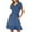 Blue, variant on Plus Size Dresses for Women 2026 Fashion Mini Dresses Round Neck Casual Smocked Puff Sleeve Cute Short Dress With Pockets