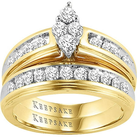 Glitter 3/4 Carat T.W. Diamond, 14kt Yellow Gold Bridal Set