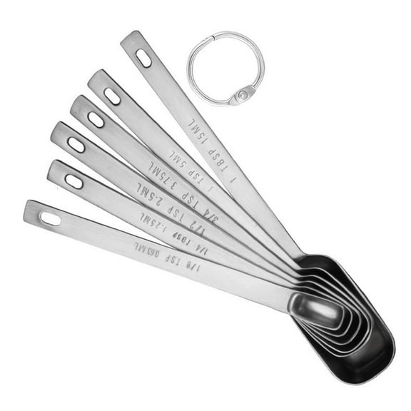 Set Of 6 Nesting Measuring Spoons Stainless Steel Rectangular Metal Teaspoon