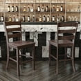 thumbnail image 3 of 2 Piece Counter Stool, Slatted Design Back, Washed Gray, 3 of 4