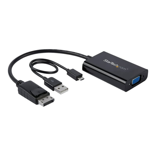 StarTech.com Adaptateur DisplayPort vers VGA avec Audio - 1920x1200 - Convertisseur DP vers VGA pour Votre Moniteur Ou Écran VGA (DP2VGAA) - DisplayPort / Adaptateur VGA - DisplayPort (m) vers HD-15 (VGA), Micro-USB Type B (Alimentation Uniquement), mini jack (F) - DisplayPort 1.2 - 60 Pieds - 1920 x 1200 (WUXGA) support, Actif - Noir - pour P/N: DK30K2PK, TK32KDVE, TB2PVE, TB2K, TB2PDU2PDU2P