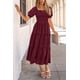 thumbnail image 5 of Vestido midi PRETTYGARDEN para mujer, verano 2025, estampado floral, rojo vino, 5 of 7