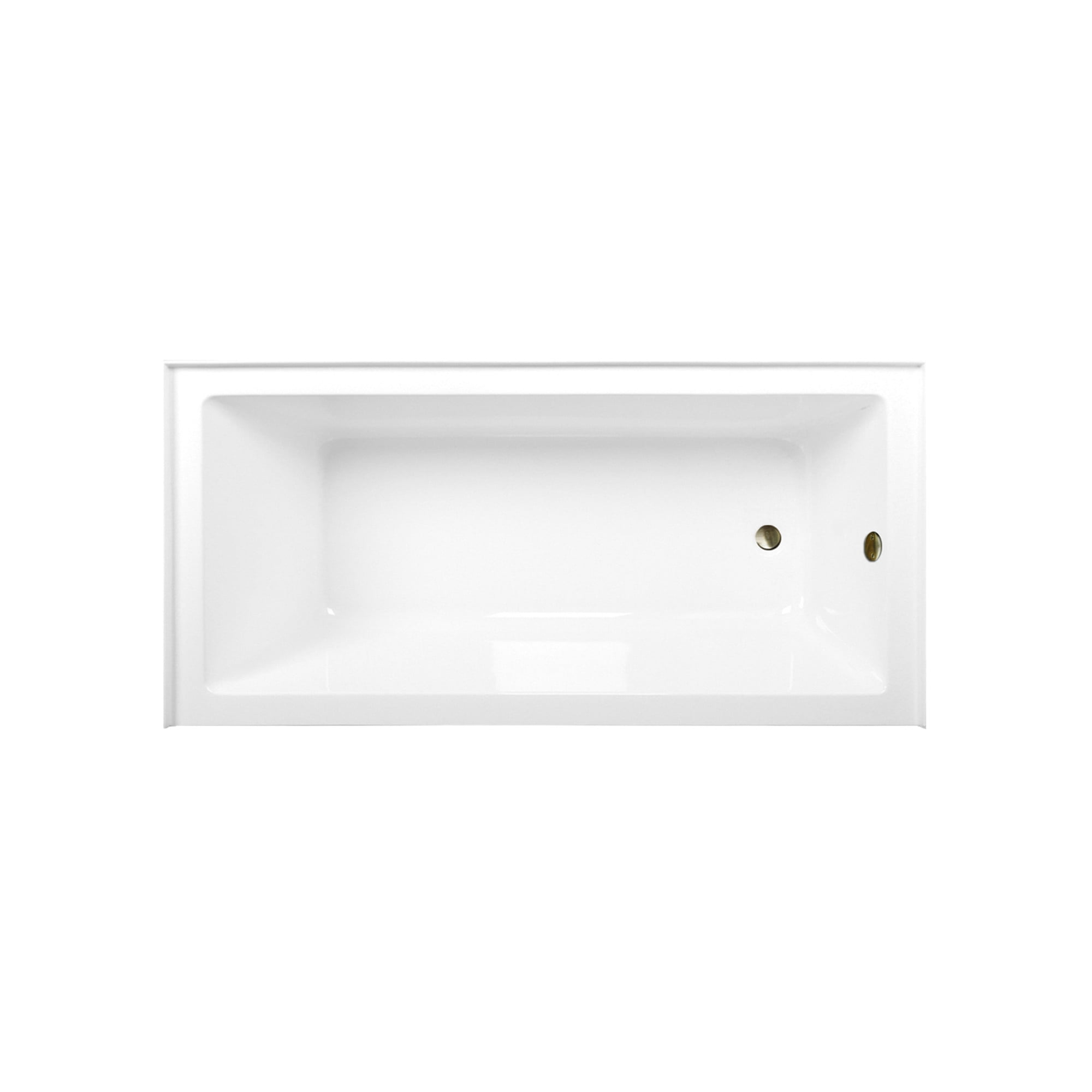 Aqua Eden CVTAP663222R3 66" Acrylic Rectangular 3-Wall Alcove Tub, Right Hand Drain, Glossy White/Antique Brass